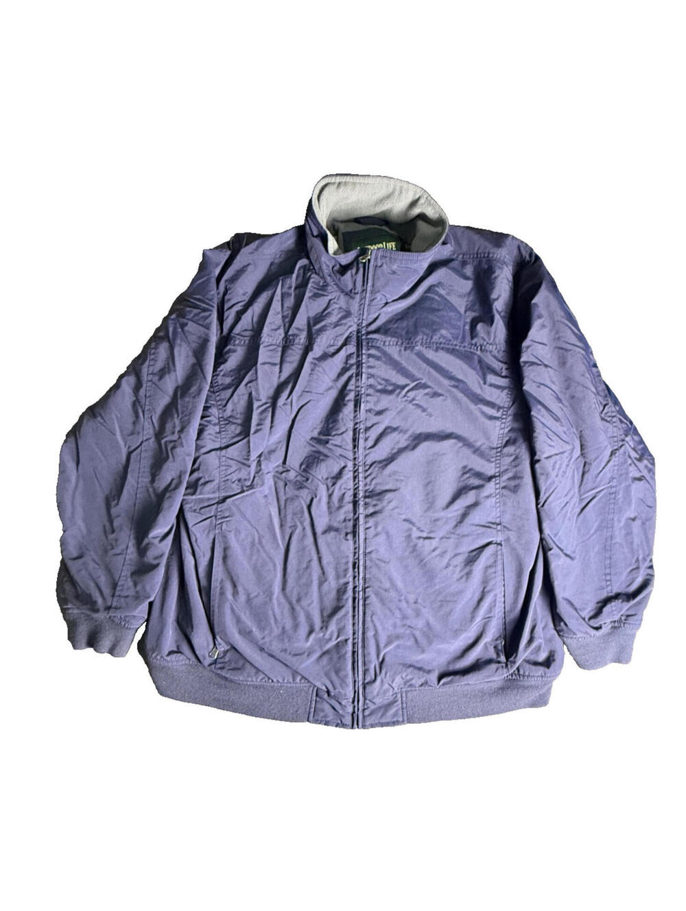 Outdoor Life Jacket Mens Small Blue Nylon Bomber Fleece Lined Full Zip Casual